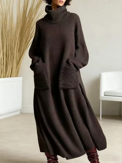 Glenda™ - Damen Oversized Strickkleid mit Rollkragen