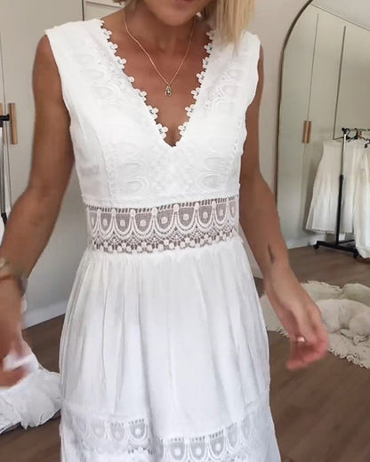 Sora™ – Ärmelloses Boho-Midikleid mit Spitzenakzenten