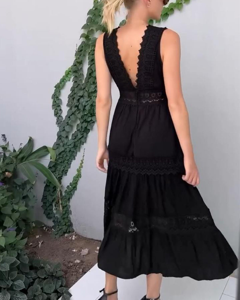Sora™ – Ärmelloses Boho-Midikleid mit Spitzenakzenten