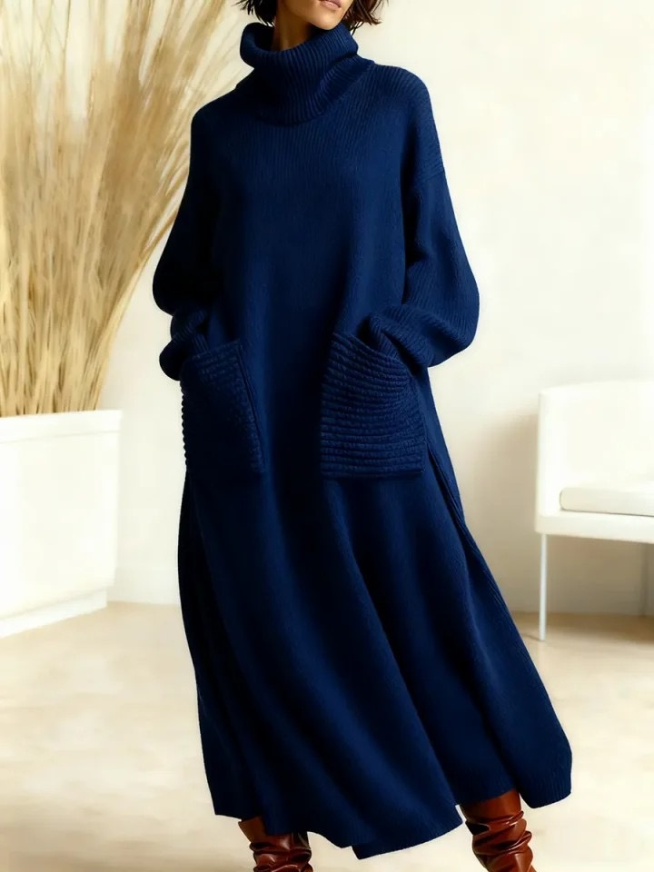 Glenda™ - Damen Oversized Strickkleid mit Rollkragen