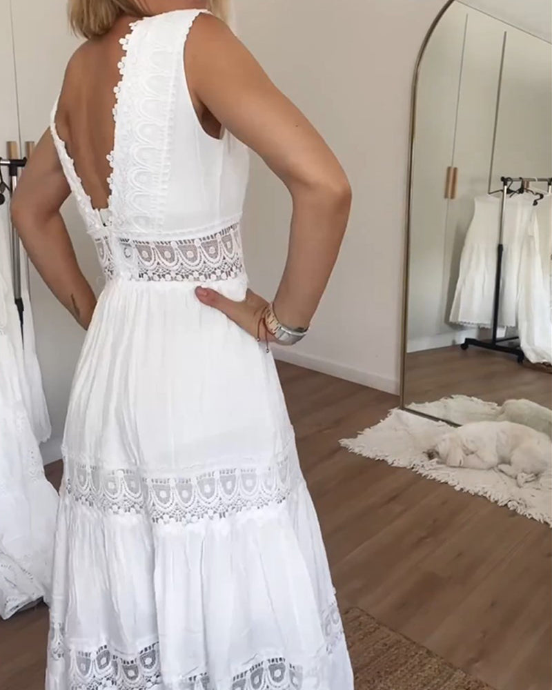 Sora™ – Ärmelloses Boho-Midikleid mit Spitzenakzenten