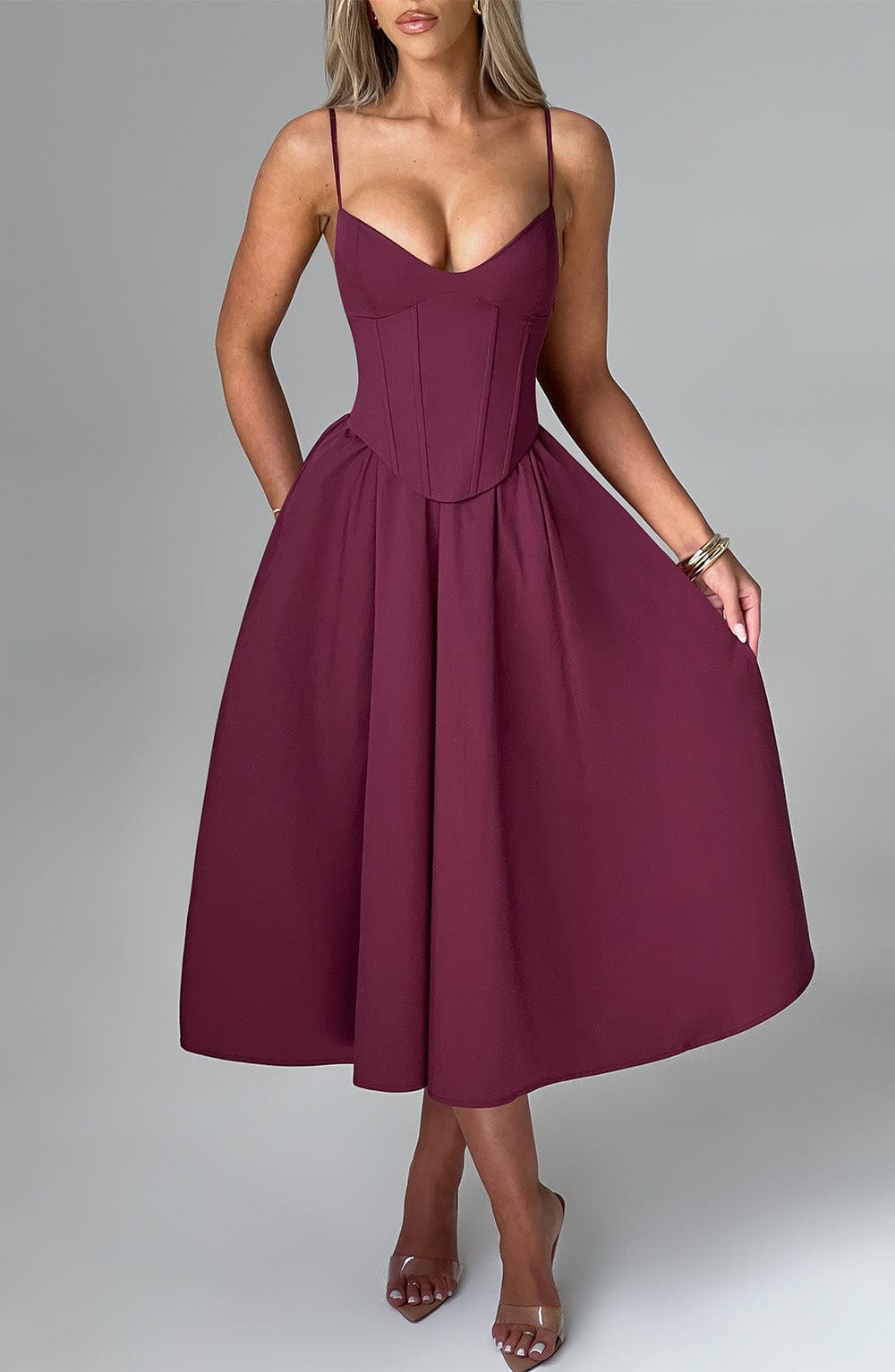 MAILEEN | Elegantes Midi-Kleid im Korsett-Stil