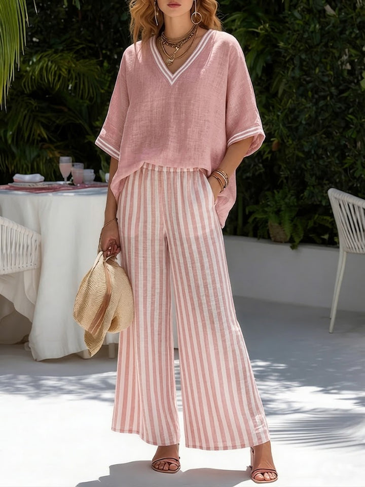 Sommerfeld | Damen Leinen-Set mit Streifenmuster
