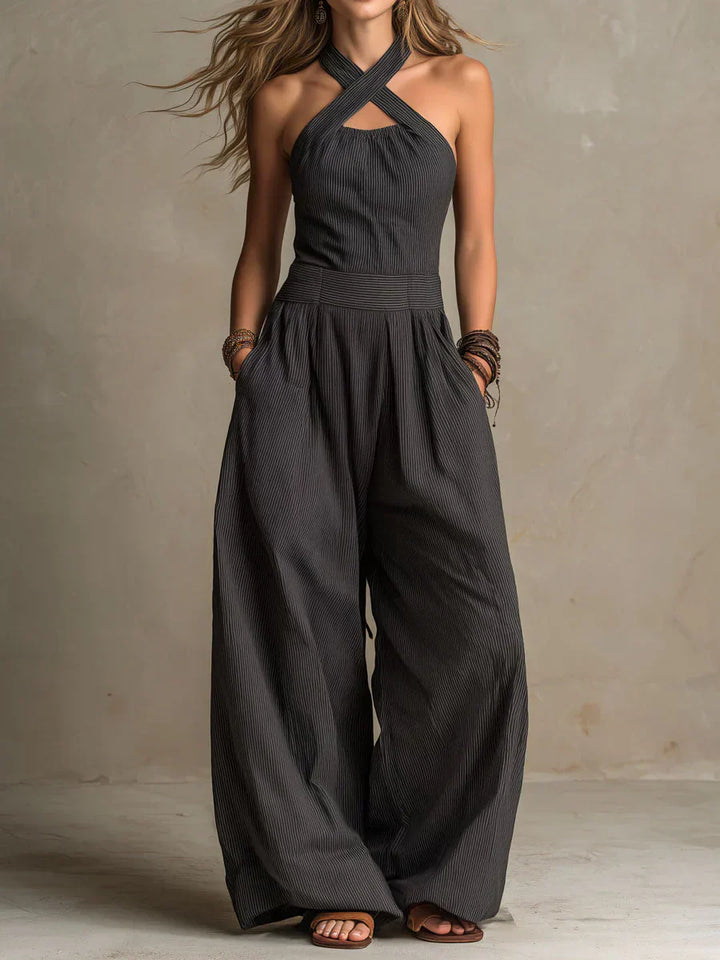 Savenora | Elegante Jumpsuit aus Leinen und Baumwolle mit Kreuz-Ausschnitt