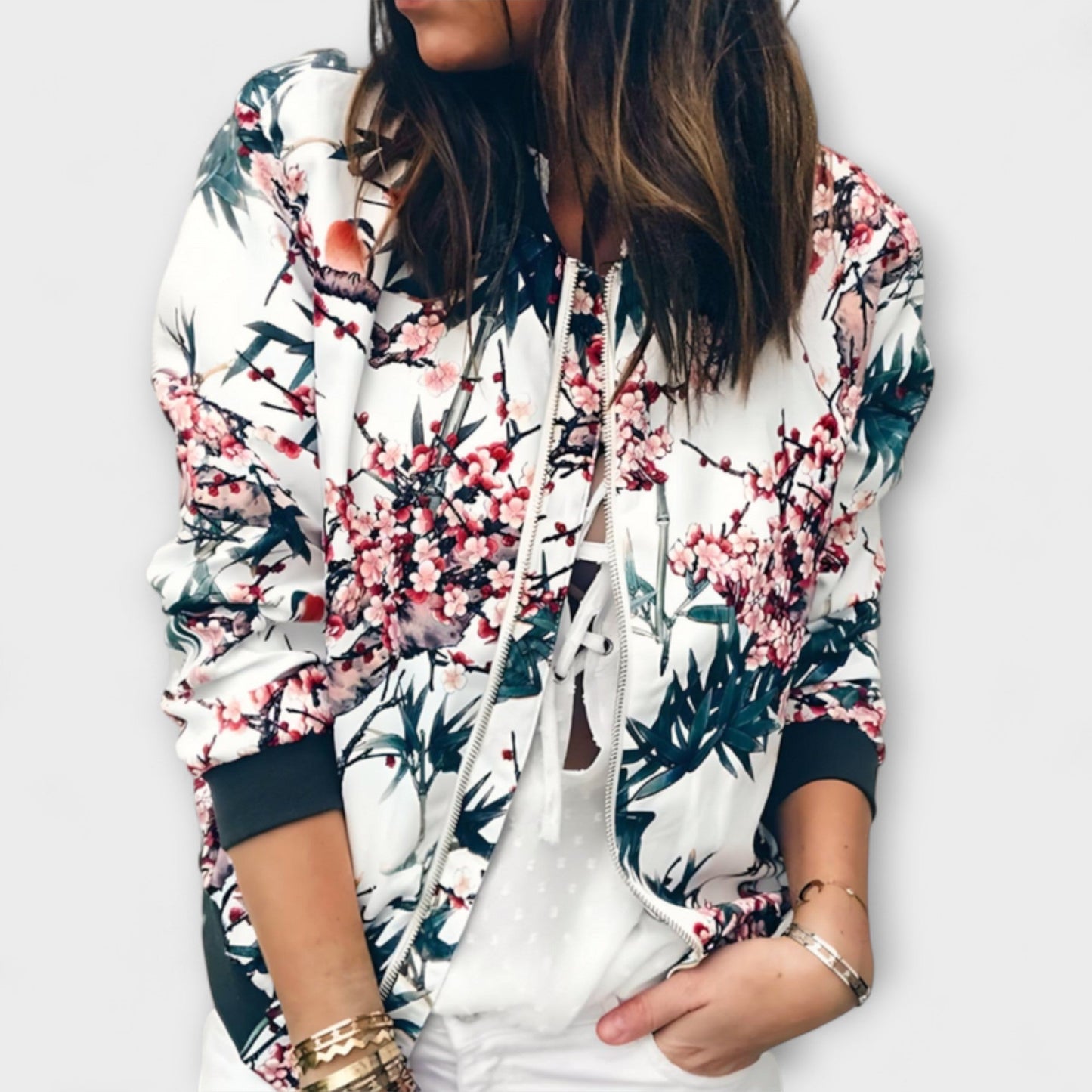 Sommerfeld™ | Kaelin – Trendige Bomberjacke mit floralem Design