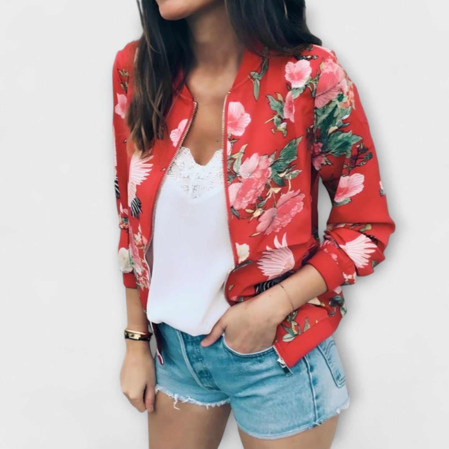 Sommerfeld™ | Kaelin – Trendige Bomberjacke mit floralem Design