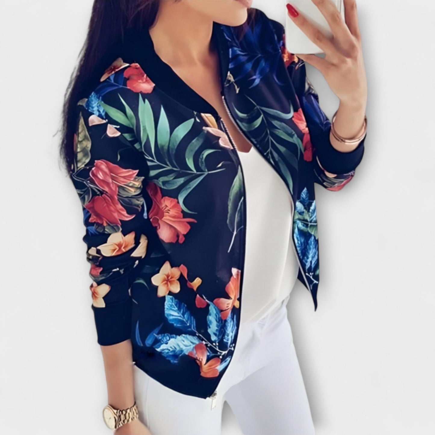 Sommerfeld™ | Kaelin – Trendige Bomberjacke mit floralem Design