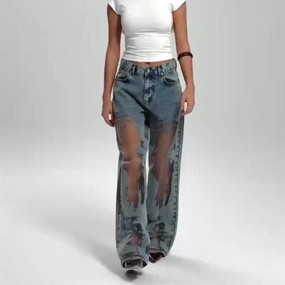 Sommerfeld | Vintage Mesh Patchwork Print Jeans