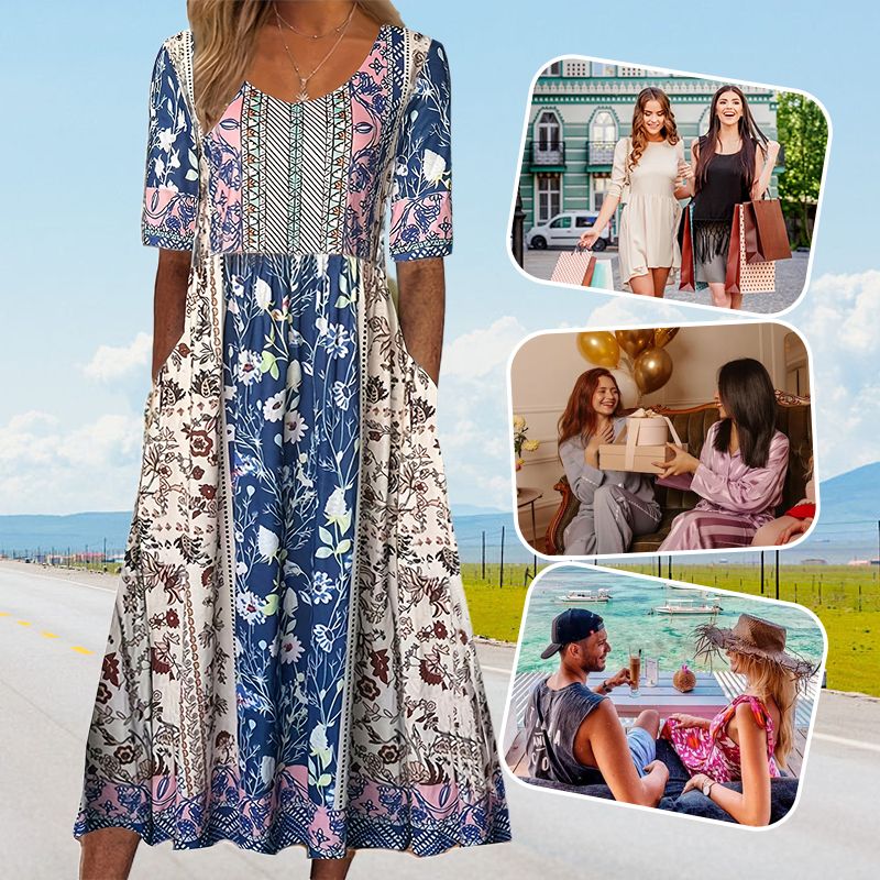 Sandra™ – Stilvolles Boho-Kleid mit Print für Damen