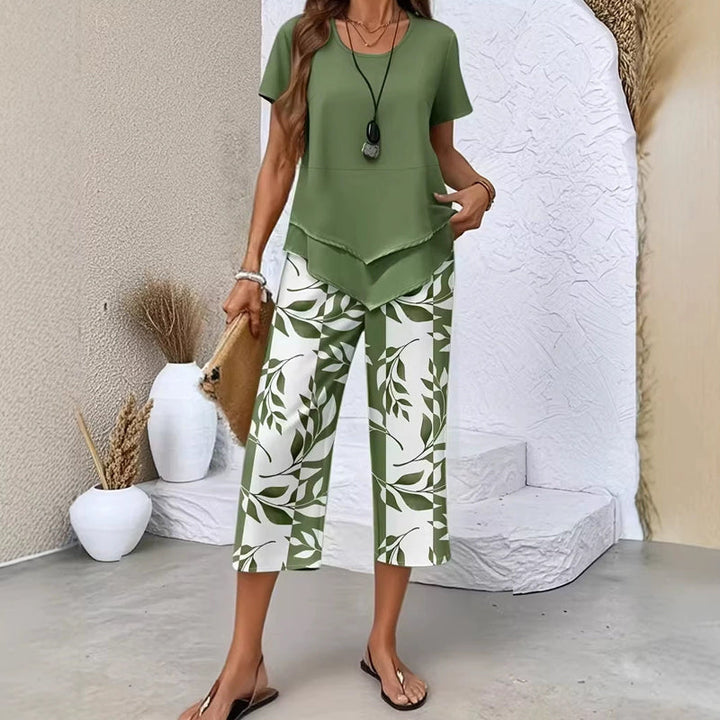 Sommerfeld | Zweiteiliges Set mit asymmetrischem Top und bedruckter Hose