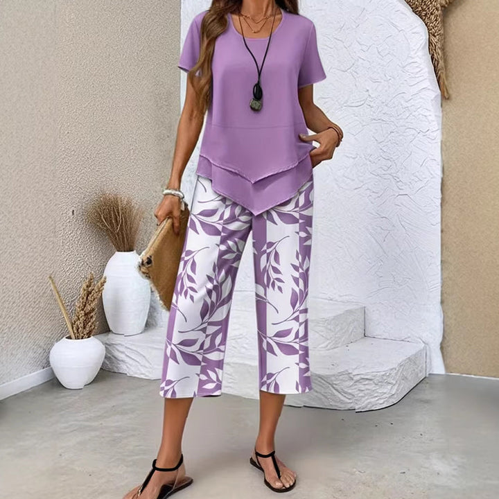 Sommerfeld | Zweiteiliges Set mit asymmetrischem Top und bedruckter Hose