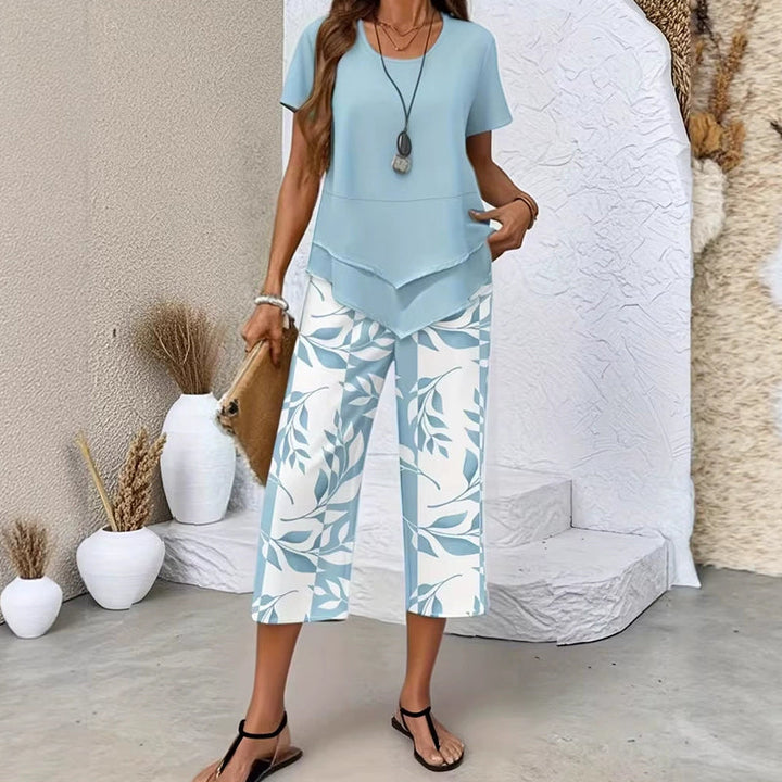 Sommerfeld | Zweiteiliges Set mit asymmetrischem Top und bedruckter Hose