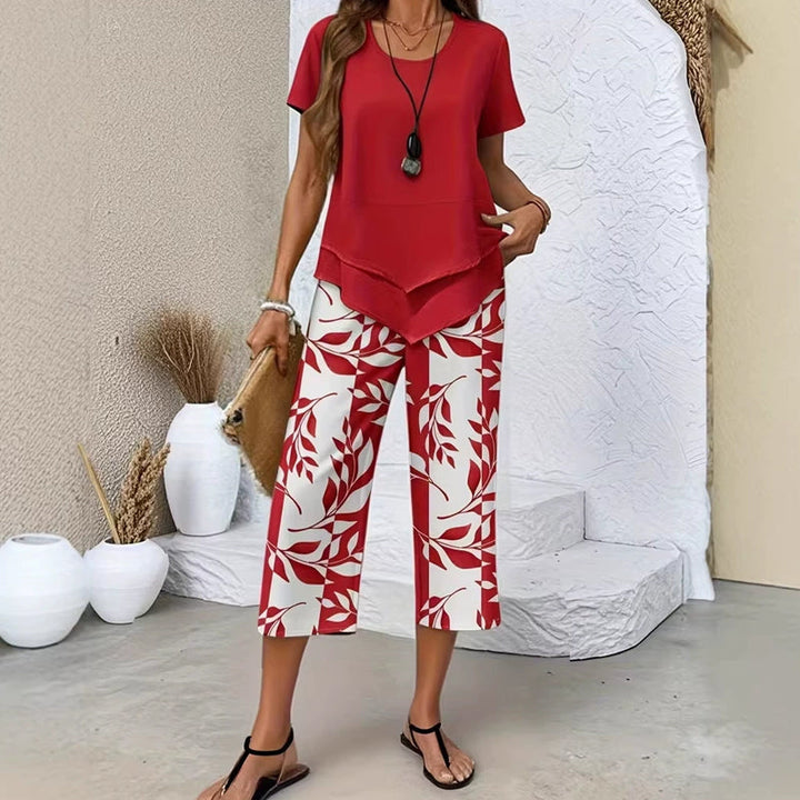 Sommerfeld | Zweiteiliges Set mit asymmetrischem Top und bedruckter Hose